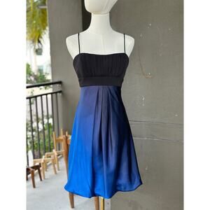 Vintage Y2K Betsy & Adam Women’s 4 Strapless Blue Black Ombré Mini Prom Dress